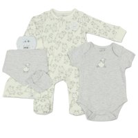 J13909: Baby Grey Sheep Waffle Fabric 5 Piece Net Bag Gift Set (0-9 Months)